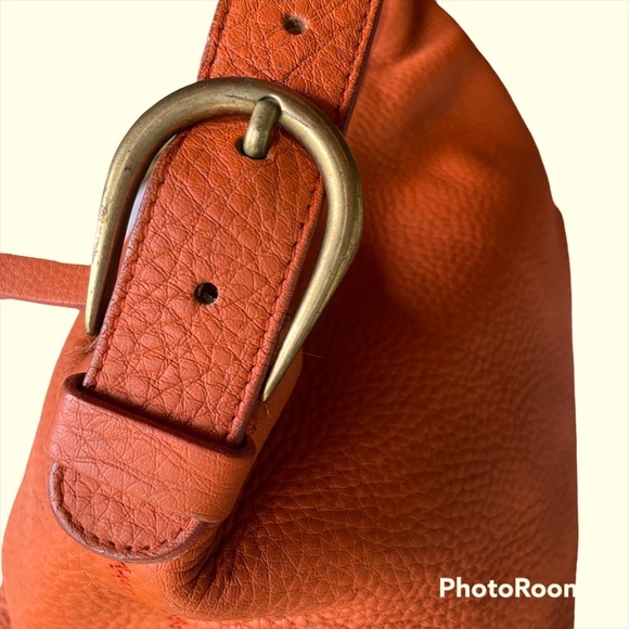 Vintage Miu Miu Y2K  Orange Pebbled Leather Handbag with Brass Studs - Picture 5 of 13